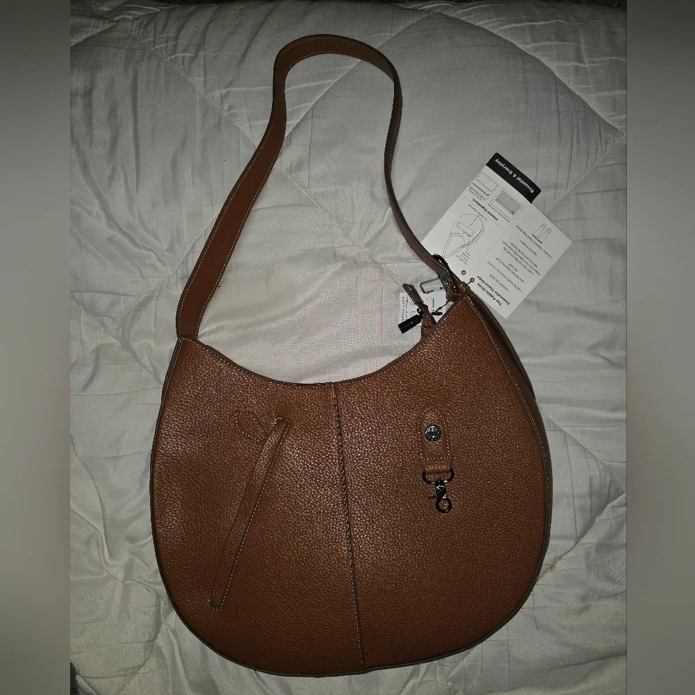 Max Studio XL Pebble Grain Commuter Travel Hobo Bag in Cognac Color - Picture 15 of 16